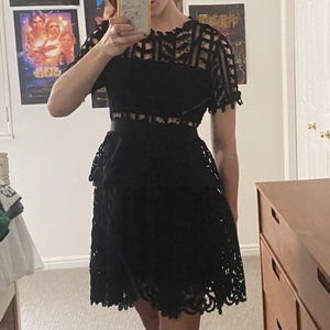 Midi Black Lace Crochet Arc & Co Dress